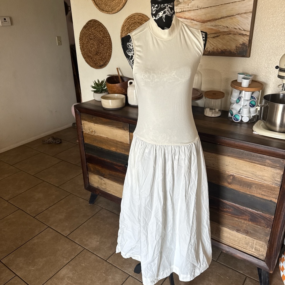 Free People Cream/White Sleeveless Maxi Dress